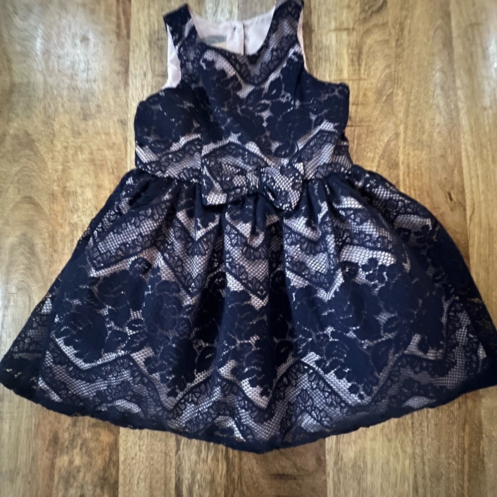Pastourelle Navy and Pink Lace Dress